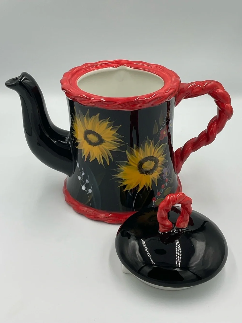 Vintage Bella Casa by Ganz Handpainted Sunflower Teapot